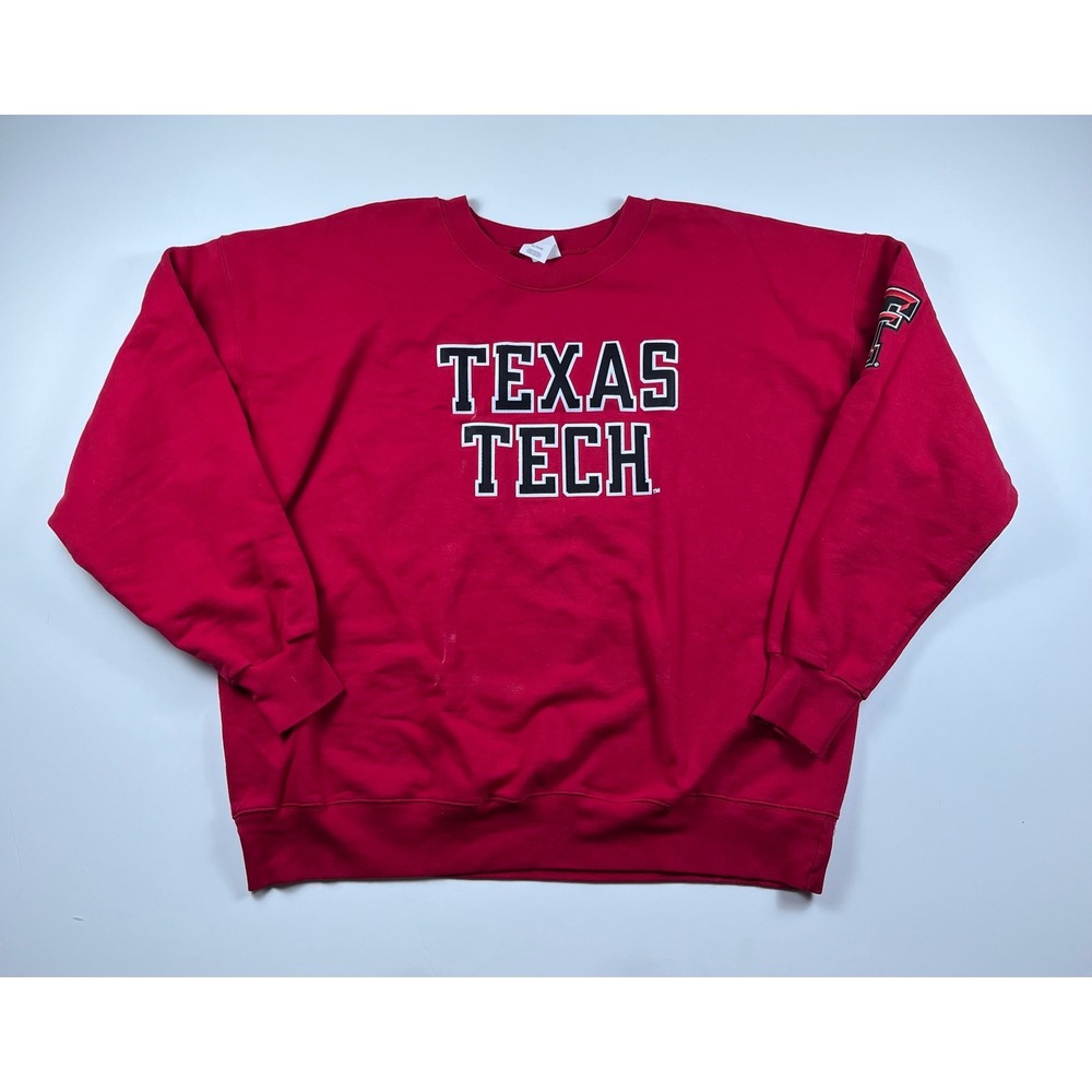 Texas Tech Red Raiders Oversized Sweatshirt Red Crewneck XL Ultimate Cotton - Picture 2 of 14